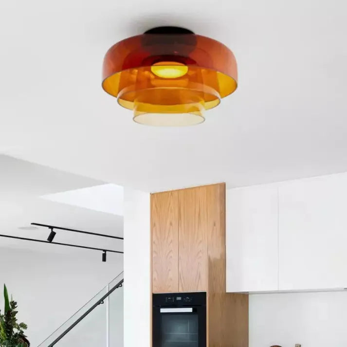 Ceiling Light Layered Glass Warm Glow LED Compatible