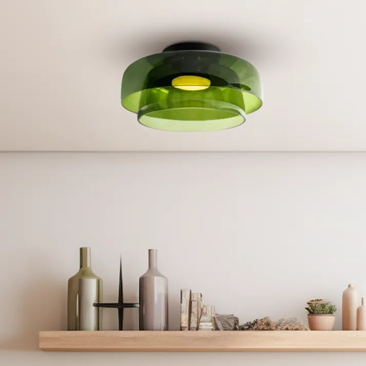 Ceiling Light Layered Glass Warm Glow LED Compatible
