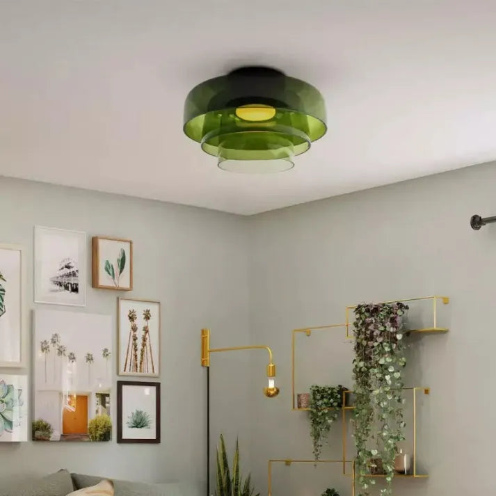 Ceiling Light Layered Glass Warm Glow LED Compatible