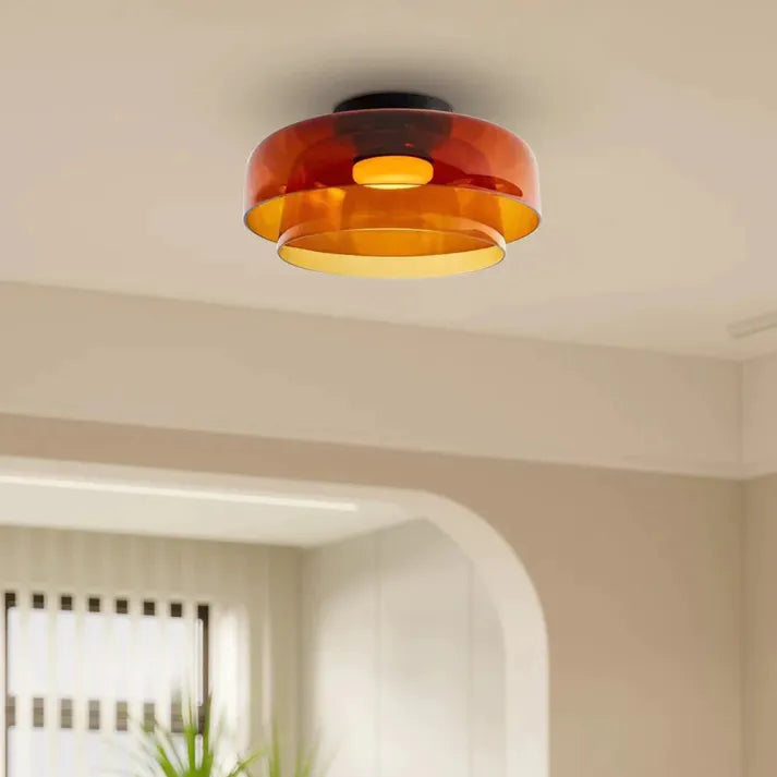Ceiling Light Layered Glass Warm Glow LED Compatible