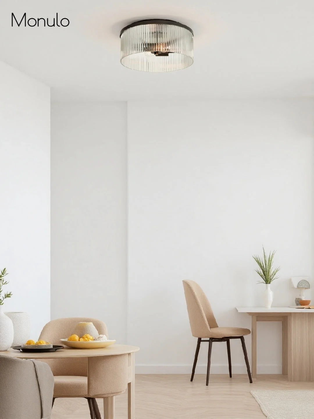 Ceiling Light Low Profile Ribbed Glass Diffuser