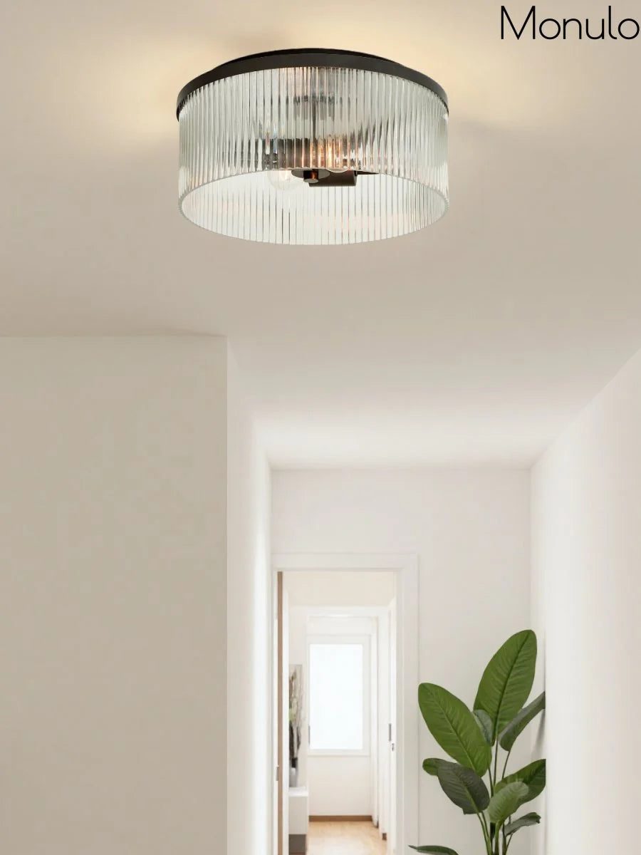 Ceiling Light Low Profile Ribbed Glass Diffuser