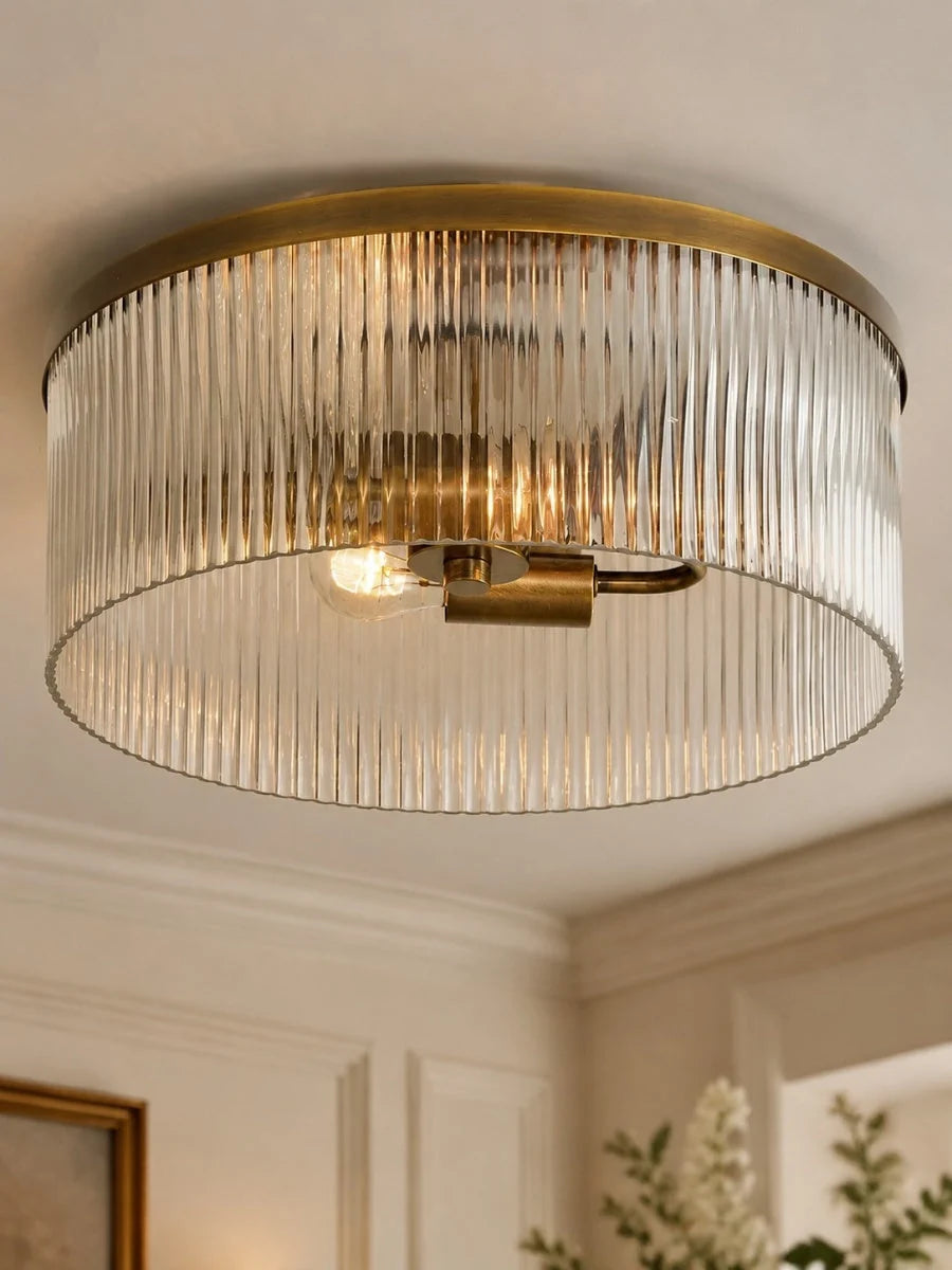 Ceiling Light Low Profile Ribbed Glass Diffuser