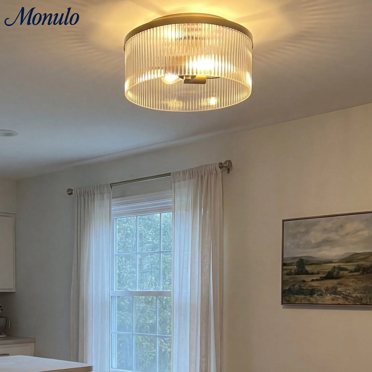 Ceiling Light Low Profile Ribbed Glass Diffuser