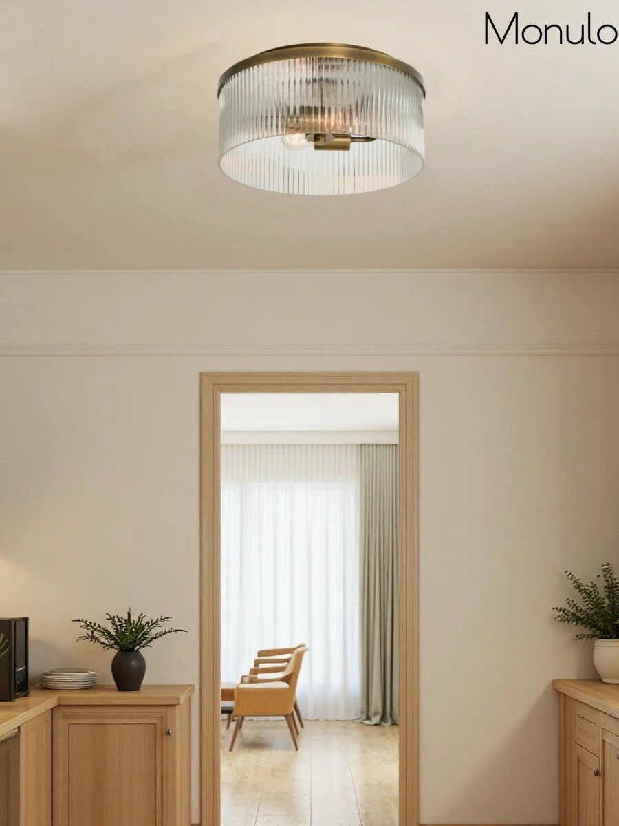 Ceiling Light Low Profile Ribbed Glass Diffuser