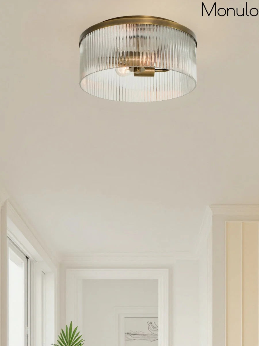 Ceiling Light Low Profile Ribbed Glass Diffuser