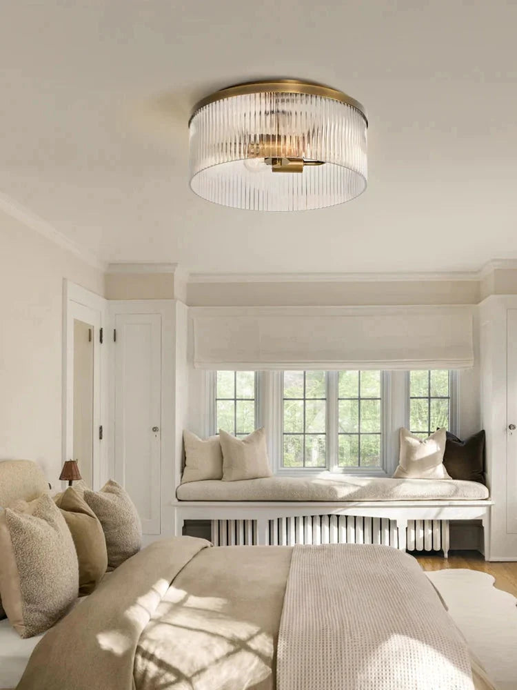 Ceiling Light Low Profile Ribbed Glass Diffuser