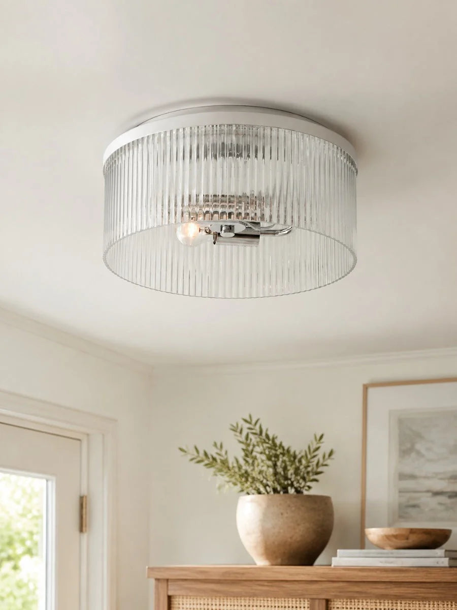 Ceiling Light Low Profile Ribbed Glass Diffuser