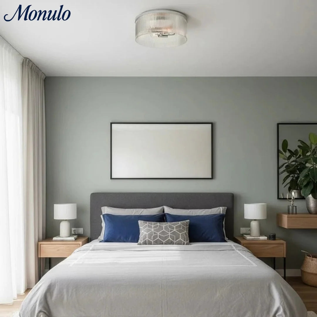 Ceiling Light Low Profile Ribbed Glass Diffuser