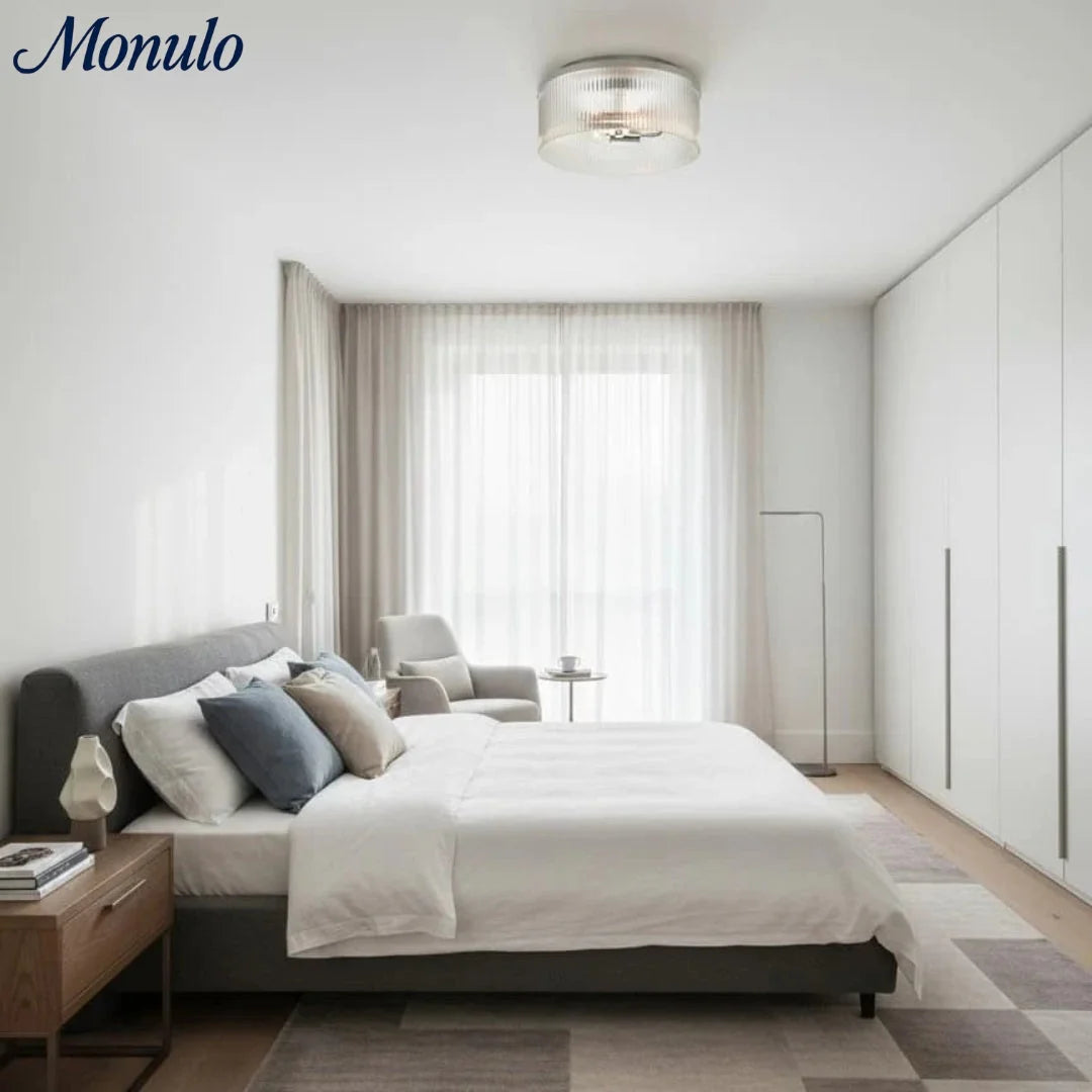 Ceiling Light Low Profile Ribbed Glass Diffuser