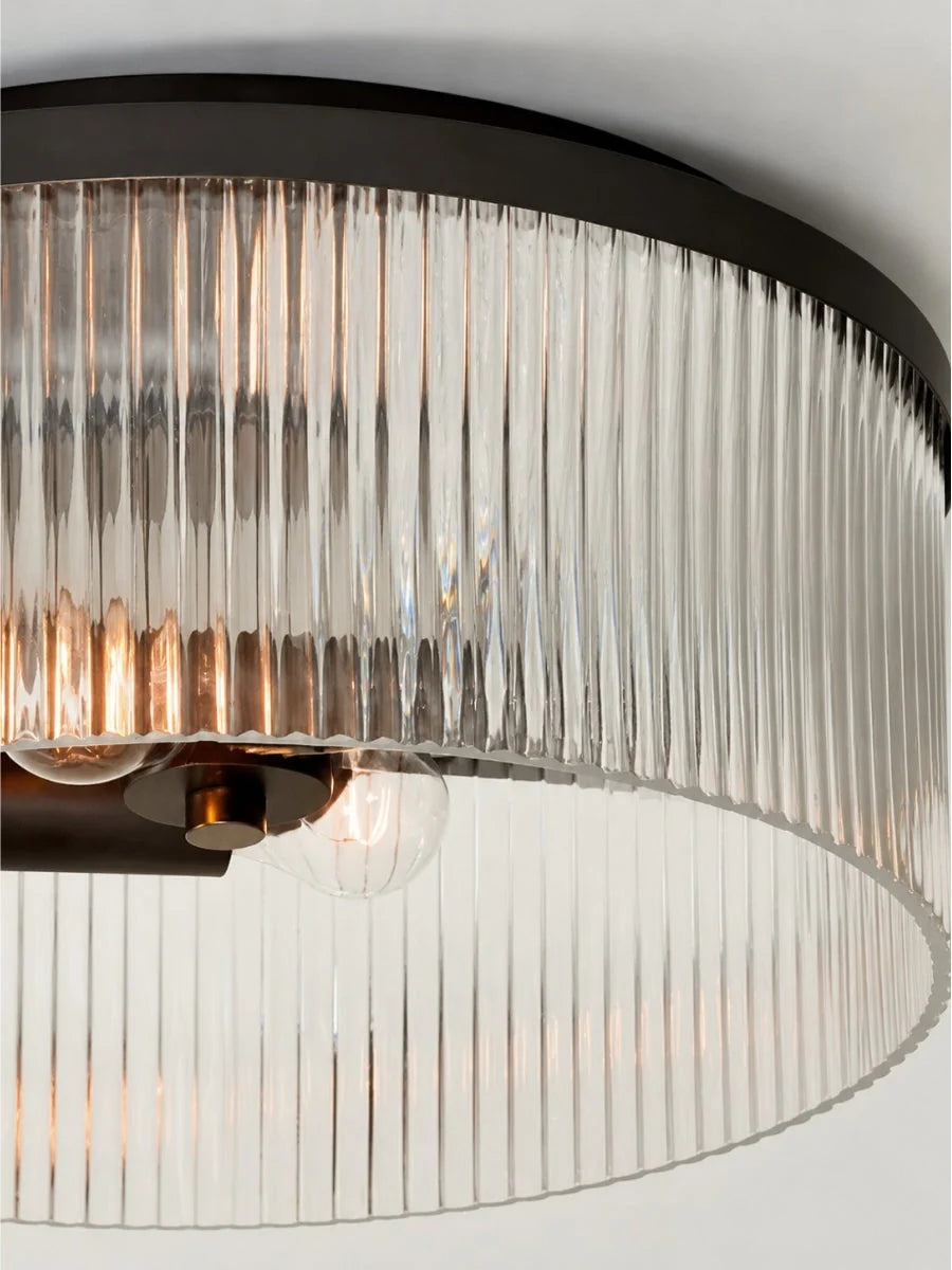 Ceiling Light Low Profile Ribbed Glass Diffuser