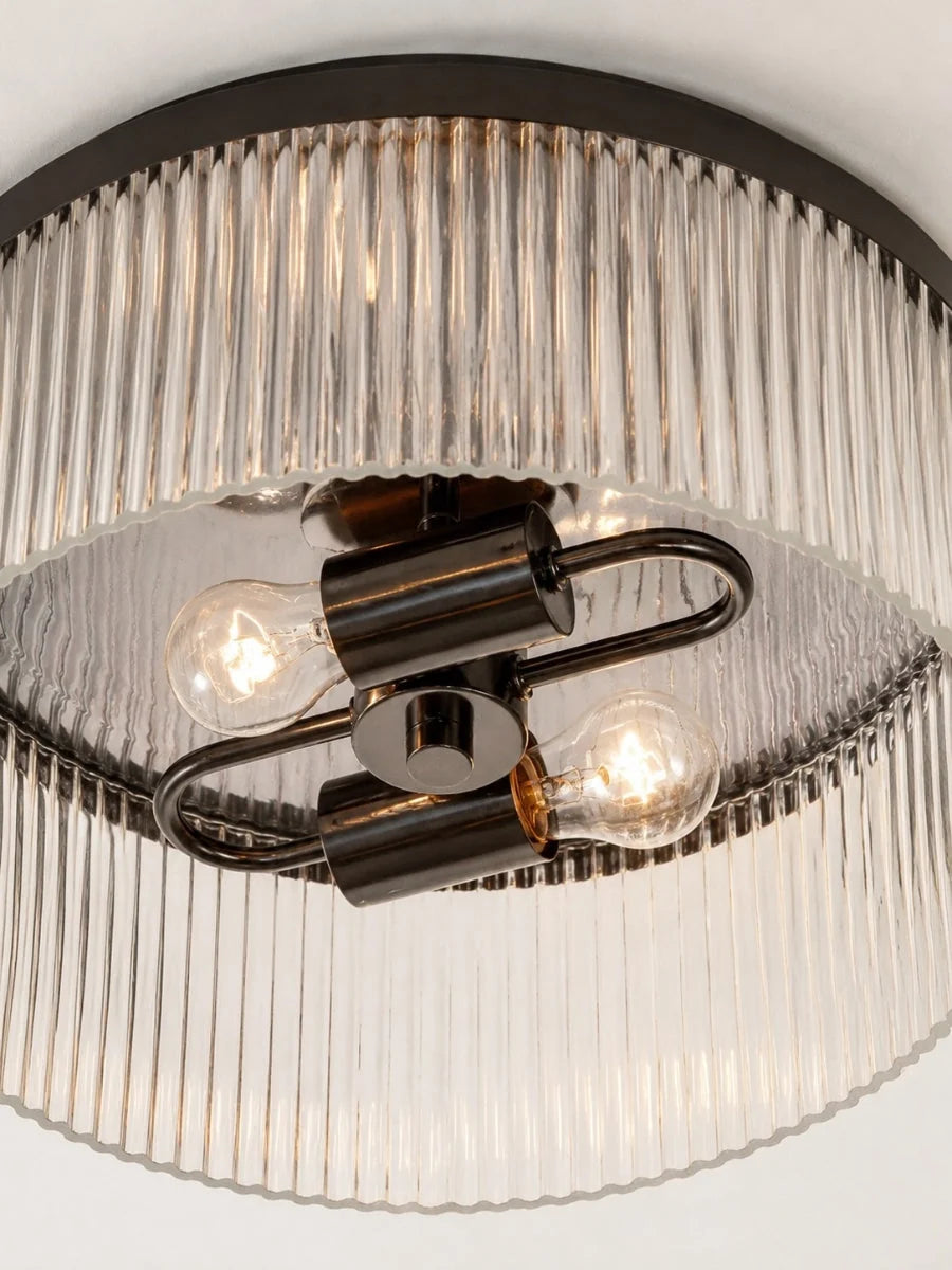 Ceiling Light Low Profile Ribbed Glass Diffuser
