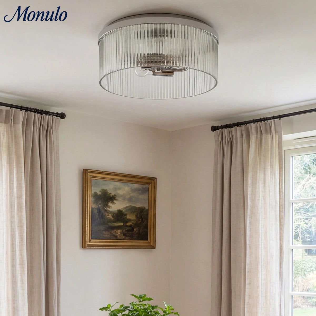 Ceiling Light Low Profile Ribbed Glass Diffuser