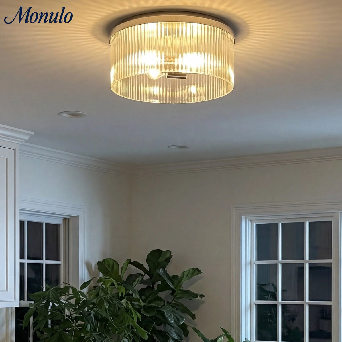 Ceiling Light Low Profile Ribbed Glass Diffuser