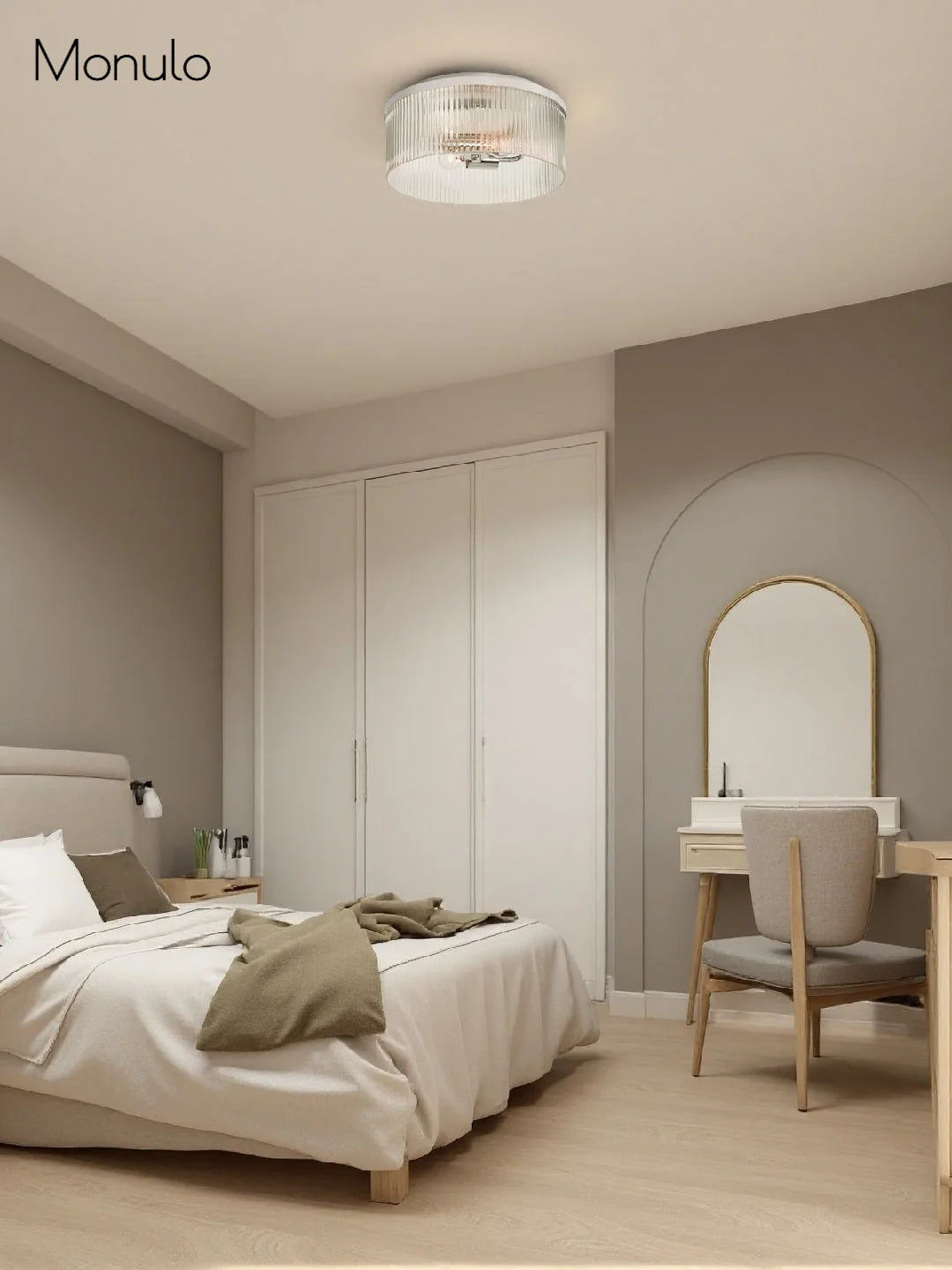 Ceiling Light Low Profile Ribbed Glass Diffuser