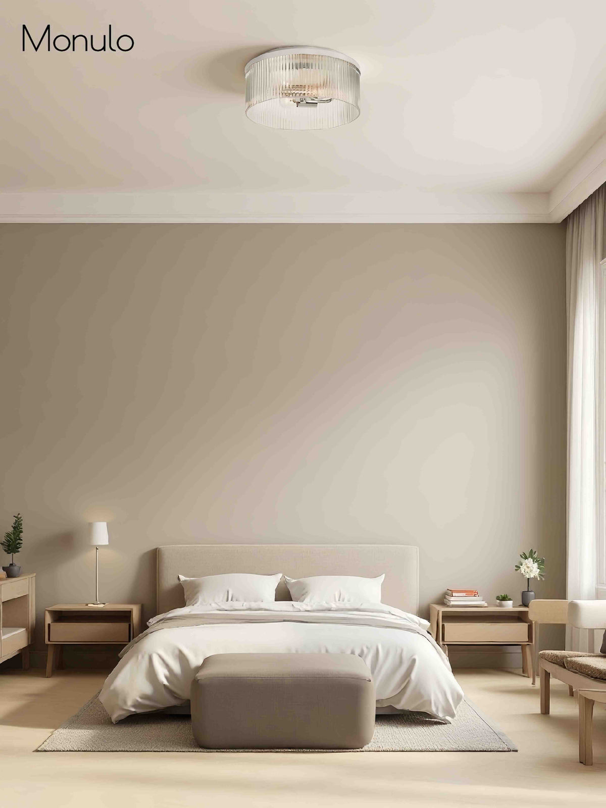 Ceiling Light Low Profile Ribbed Glass Diffuser