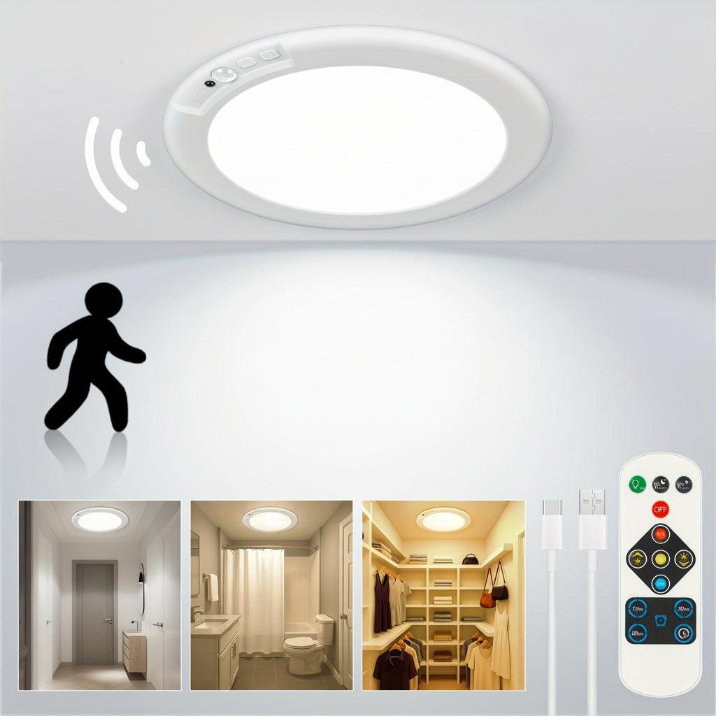 Ceiling Light Motion Sensor Rechargeable USB & Remote