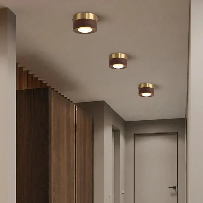 Ceiling Light Natural Wood Integrated LED Spotlight