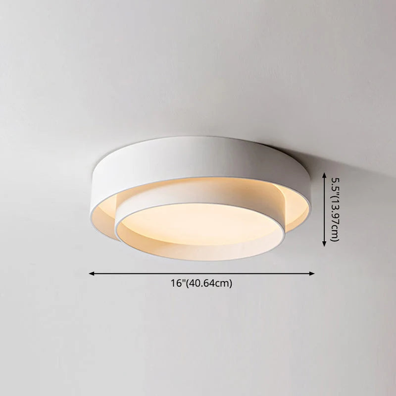 Ceiling Light Round White Metal LED Dimmable Remote