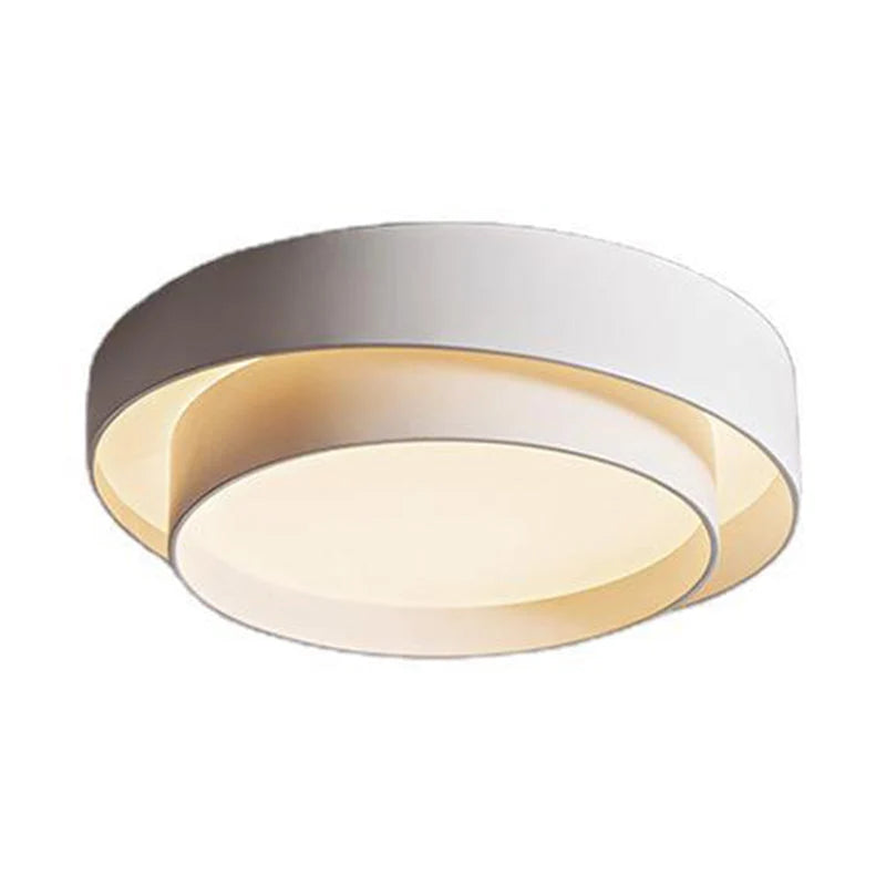 Ceiling Light Round White Metal LED Dimmable Remote