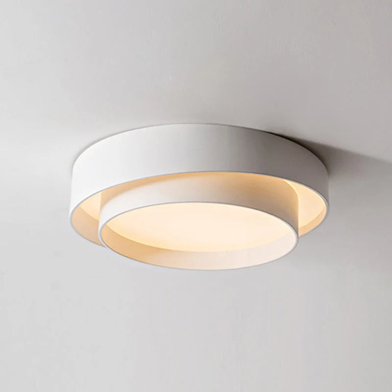 Ceiling Light Round White Metal LED Dimmable Remote