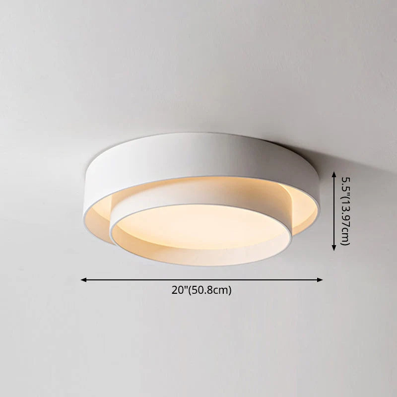 Ceiling Light Round White Metal LED Dimmable Remote