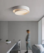 Ceiling Light Round White Metal LED Dimmable Remote