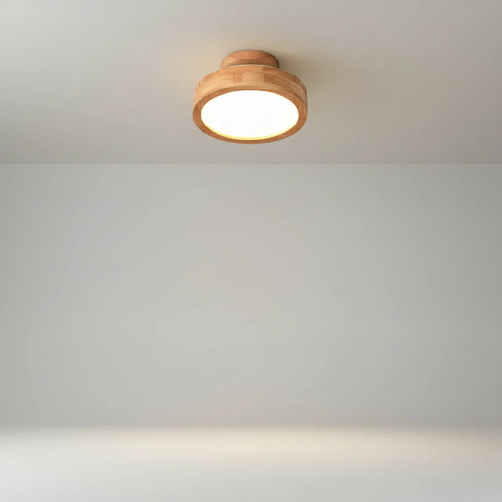 Ceiling Light Rubberwood Matte Acrylic Warm Diffused Glow 20cm