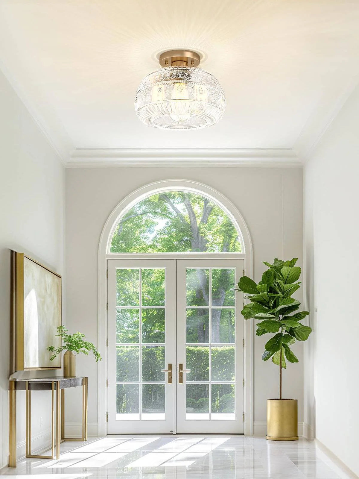 Ceiling Light Semi-Flush Mount Textured Glass 23 cm