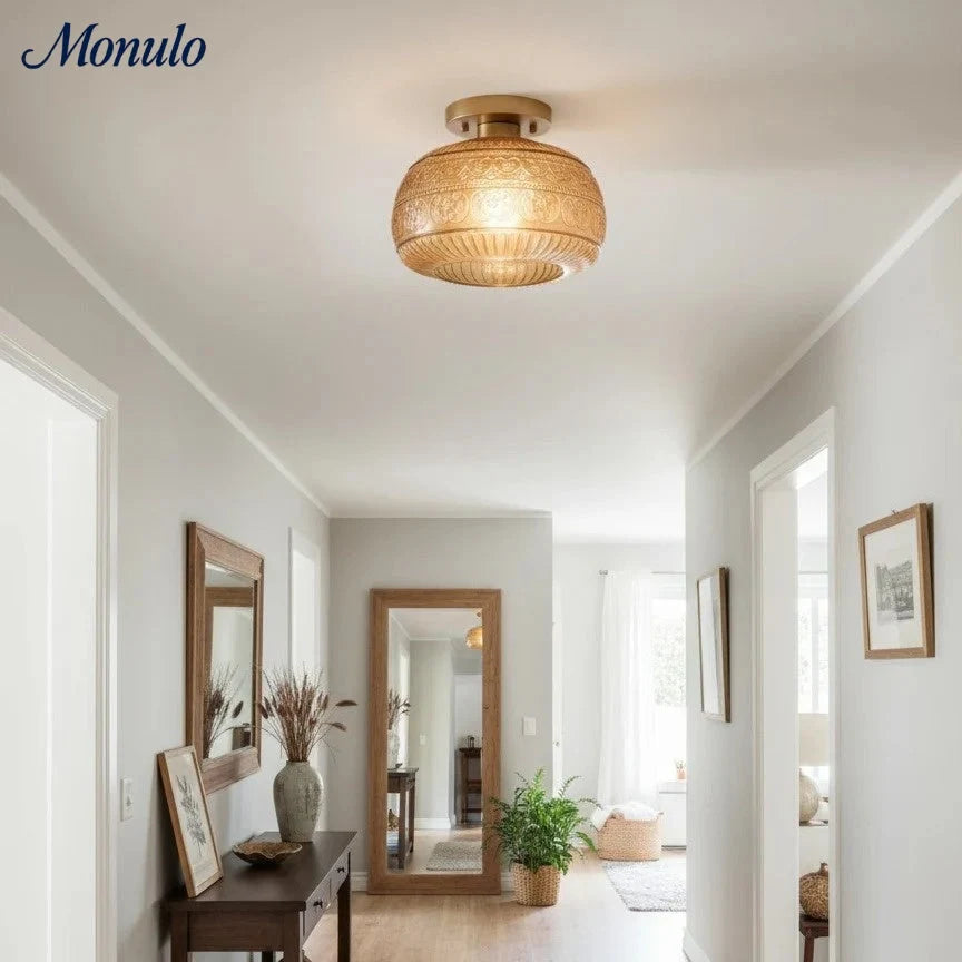 Ceiling Light Semi-Flush Mount Textured Glass 23 cm