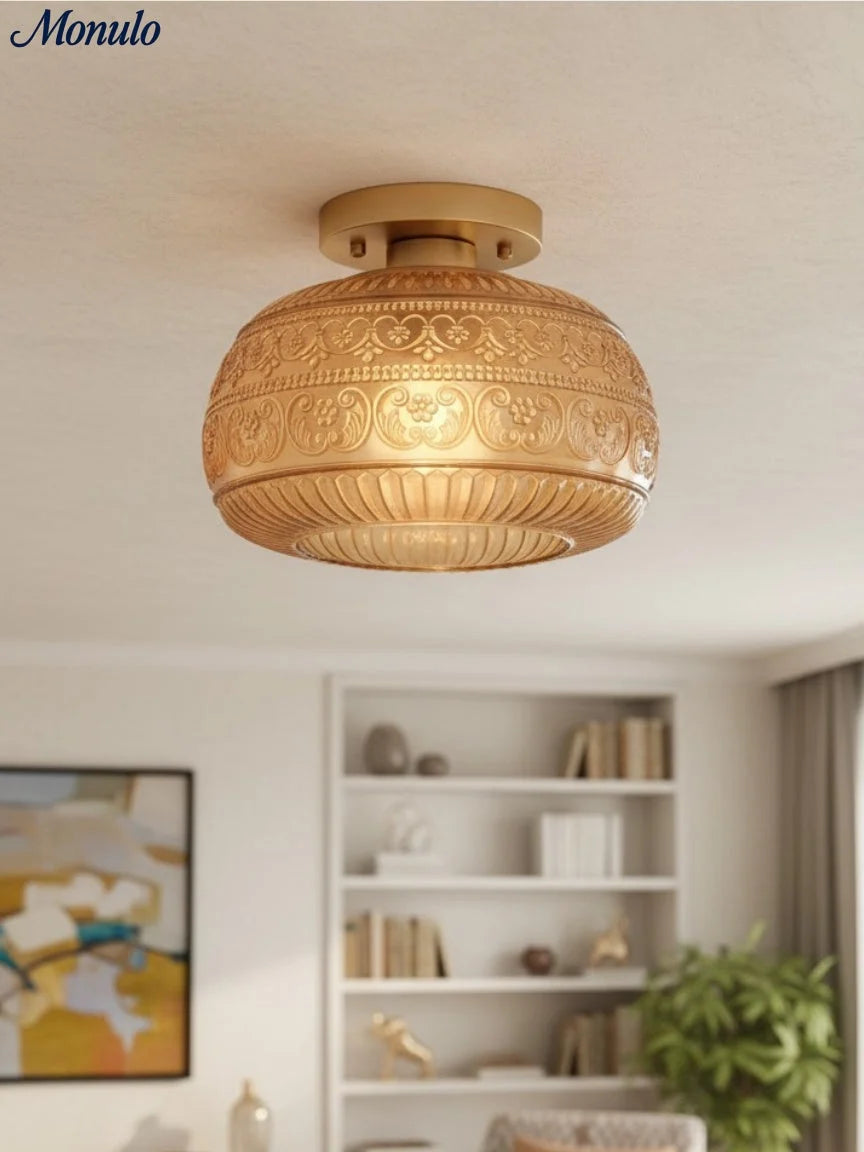 Ceiling Light Semi-Flush Mount Textured Glass 23 cm