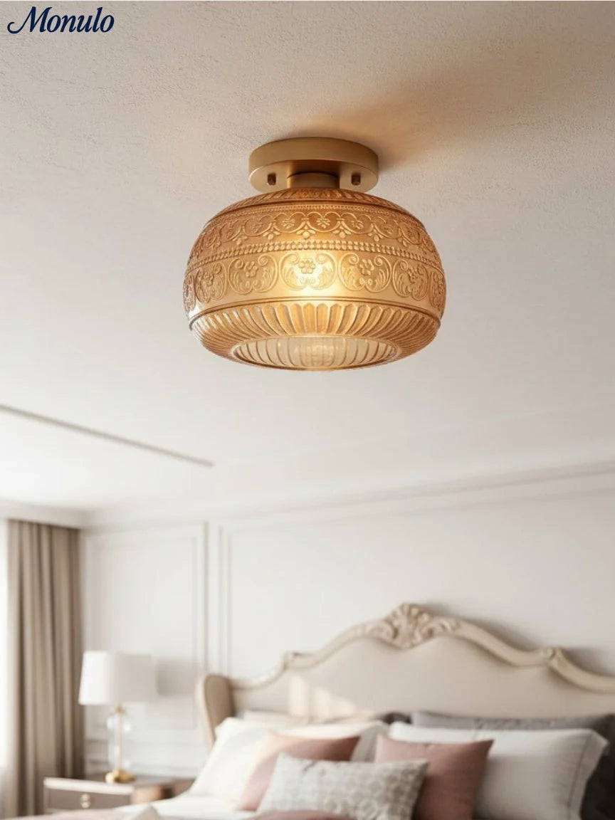 Ceiling Light Semi-Flush Mount Textured Glass 23 cm