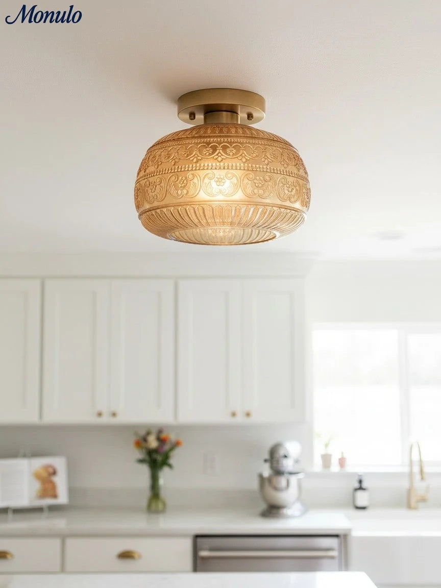 Ceiling Light Semi-Flush Mount Textured Glass 23 cm