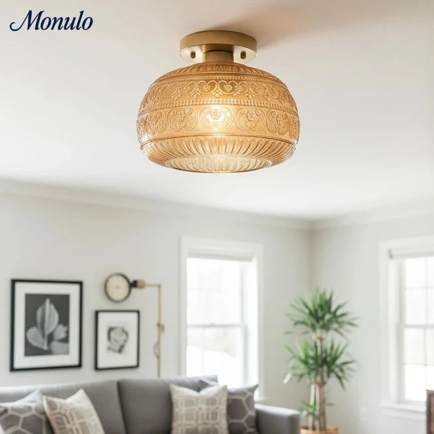 Ceiling Light Semi-Flush Mount Textured Glass 23 cm