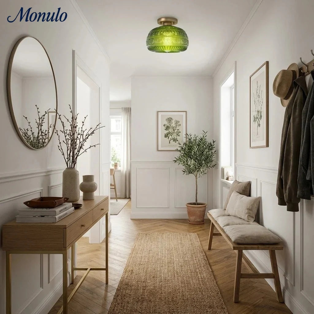 Ceiling Light Semi-Flush Mount Textured Glass 23 cm