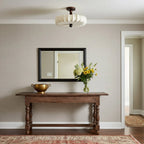 Ceiling Light Solid Walnut Handwoven Beige Shade Dimmable LED
