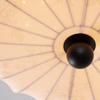 Ceiling Light Solid Walnut Handwoven Beige Shade Dimmable LED