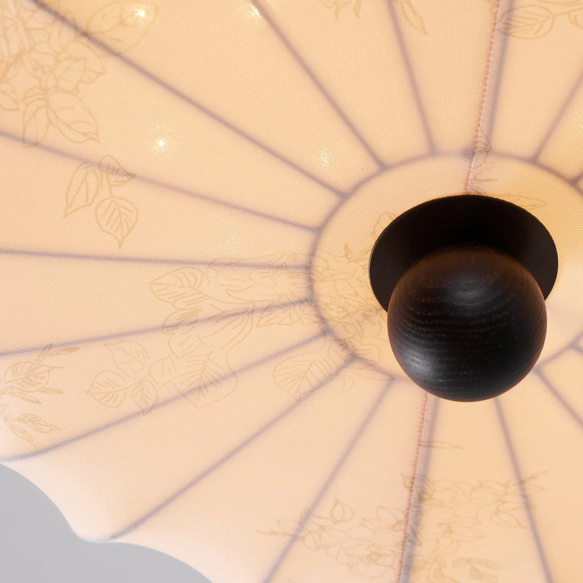 Ceiling Light Solid Walnut Handwoven Beige Shade Dimmable LED