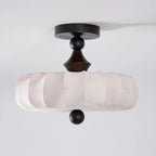 Ceiling Light Solid Walnut Handwoven Beige Shade Dimmable LED