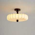 Ceiling Light Solid Walnut Handwoven Beige Shade Dimmable LED