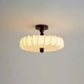 Ceiling Light Solid Walnut Handwoven Beige Shade Dimmable LED