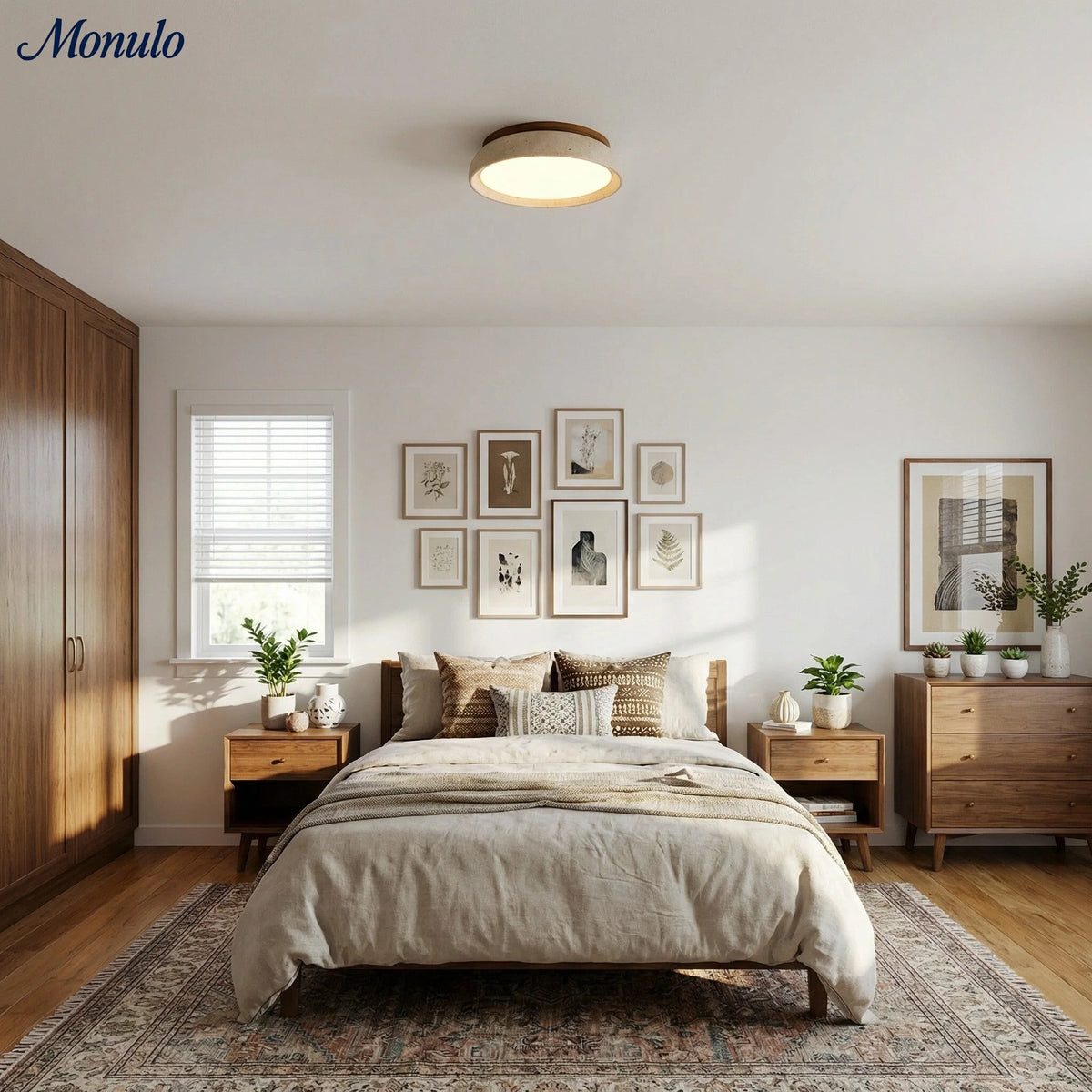 Ceiling Light Travertine Stone Warm Diffused Flush Mount