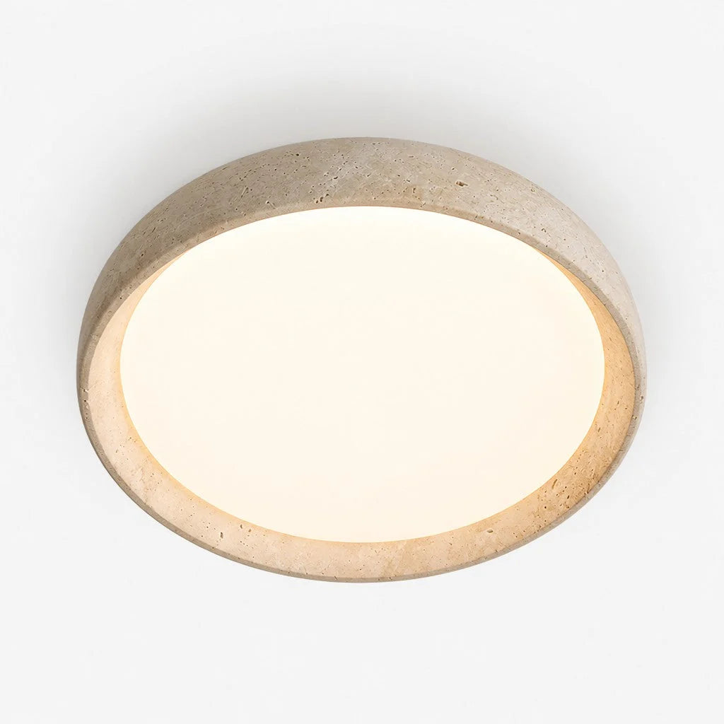 Ceiling Light Travertine Stone Warm Diffused Flush Mount