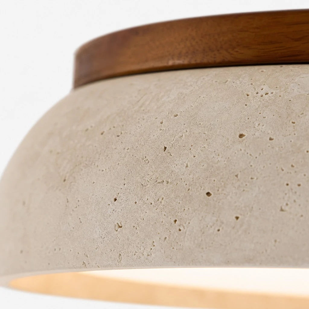 Ceiling Light Travertine Stone Warm Diffused Flush Mount