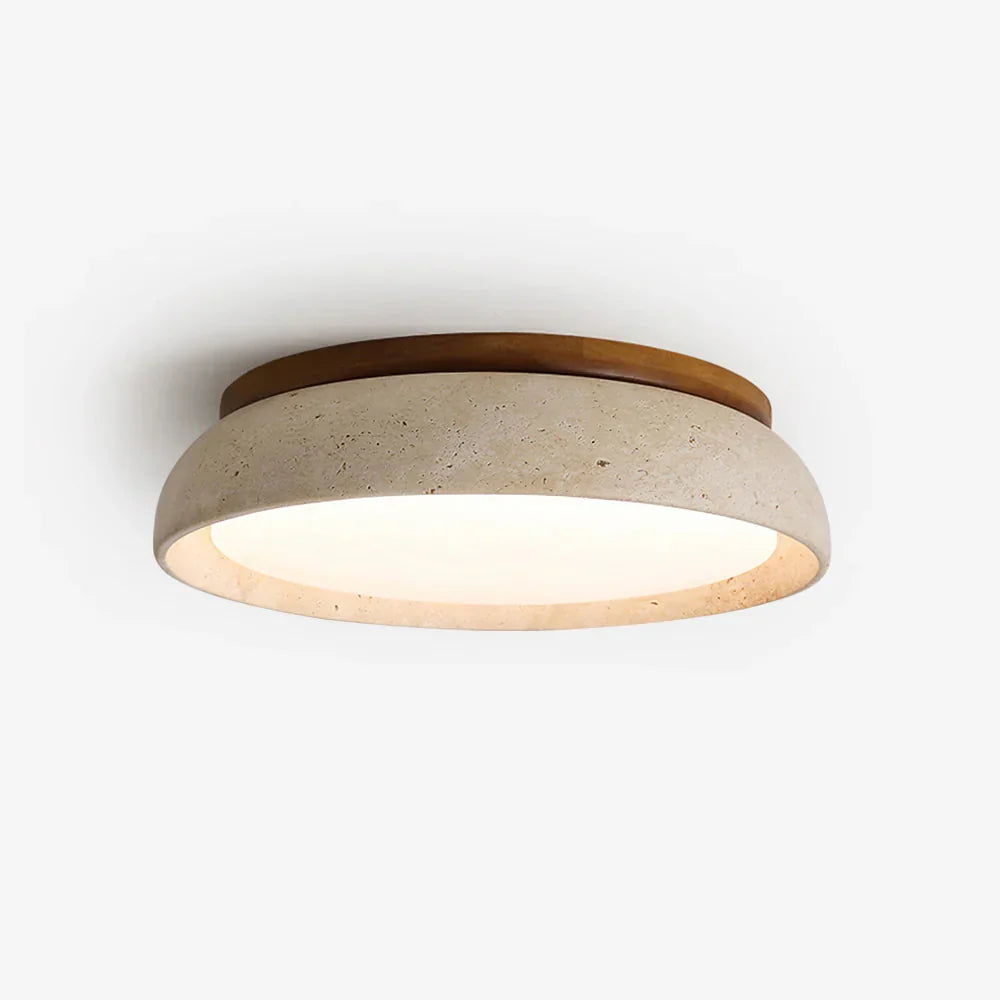 Ceiling Light Travertine Stone Warm Diffused Flush Mount