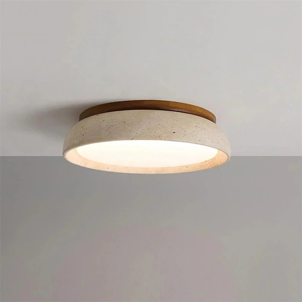 Ceiling Light Travertine Stone Warm Diffused Flush Mount