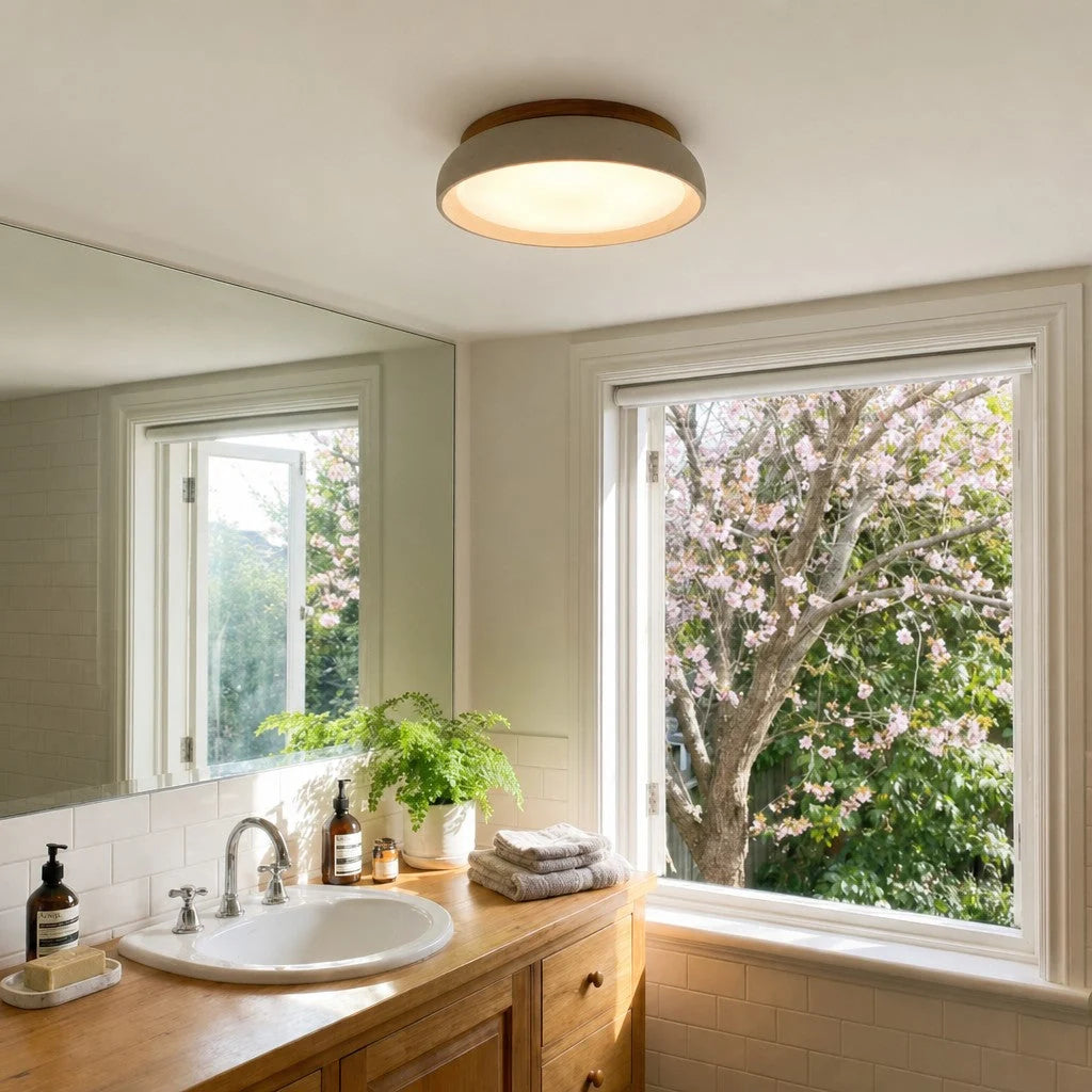 Ceiling Light Travertine Stone Warm Diffused Flush Mount