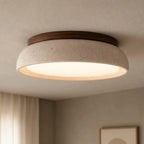 Ceiling Light Travertine & Wood Built-In LED Low-Profile