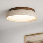Ceiling Light Travertine & Wood Built-In LED Low-Profile