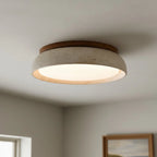 Ceiling Light Travertine & Wood Built-In LED Low-Profile